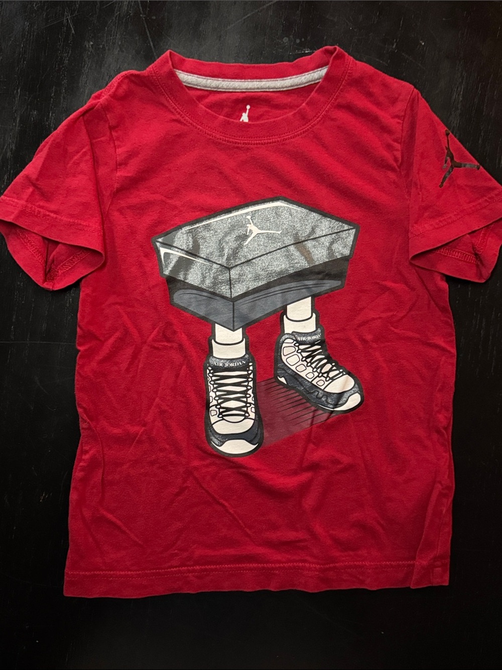Jordan Kids Red Graphic Tee with Sneaker Box Art